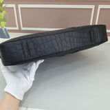 Men's Matt Crocodile Skin Leather Large  Briefcase Business Document Bags Black