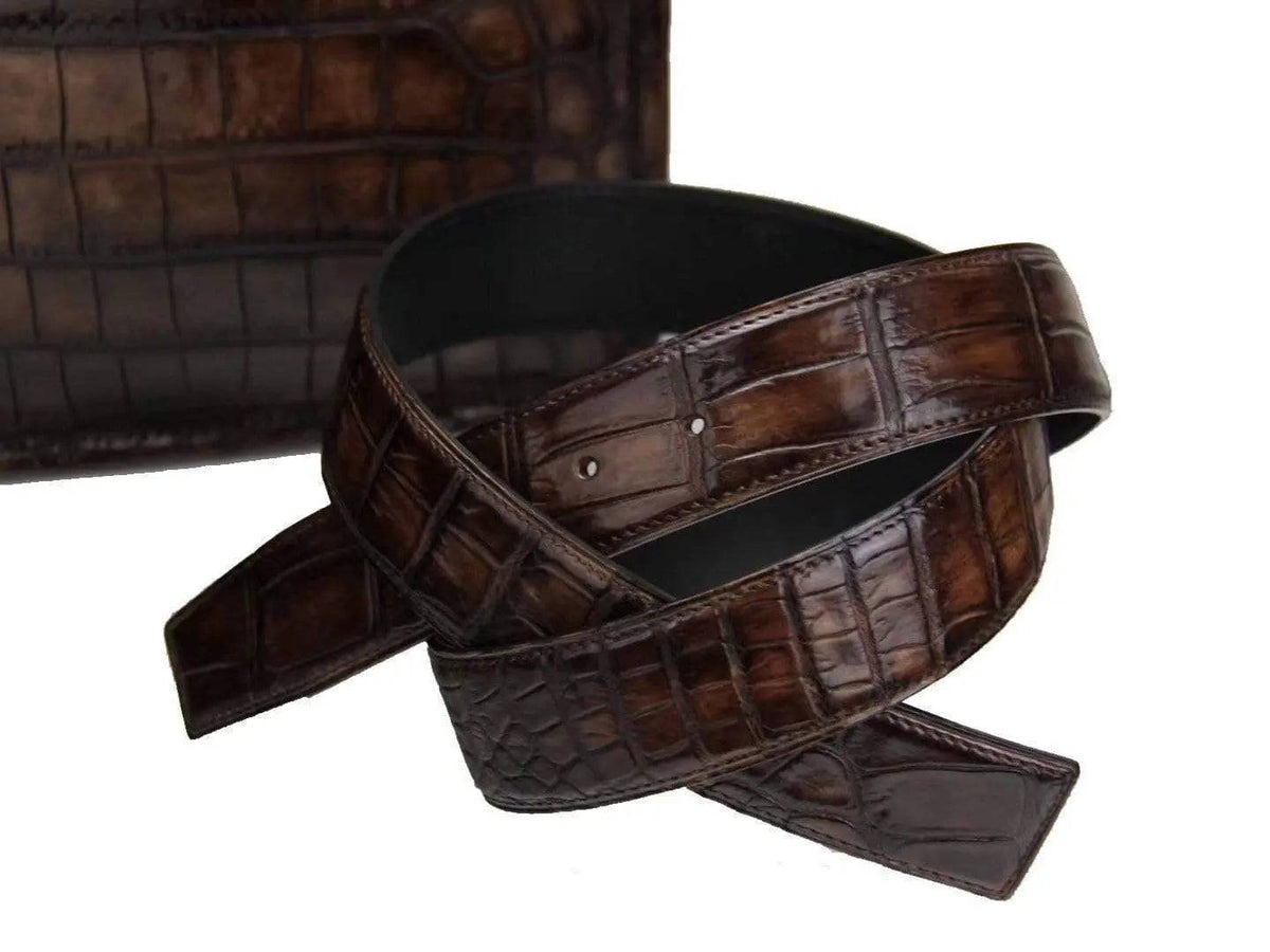 Crocodile Leather Crossbody Laptop Business Bag