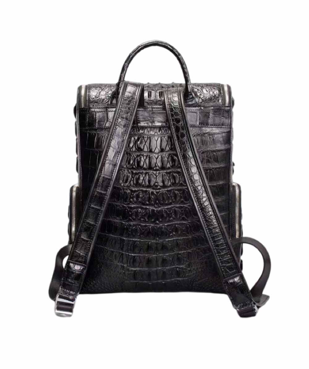 Unisex Crocodile Skin Leather Large Backpack