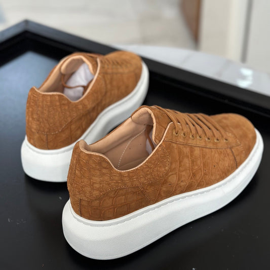 txt
Đặt trước giày sneaker da cá sấu, giày sneaker da cá sấu thật màu trắng Himalayan