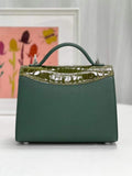 Womens Top Handle Bag Togo Leather  / Shiny Himalaya Green Crocodile Skin Silver Hardware Rossie Viren