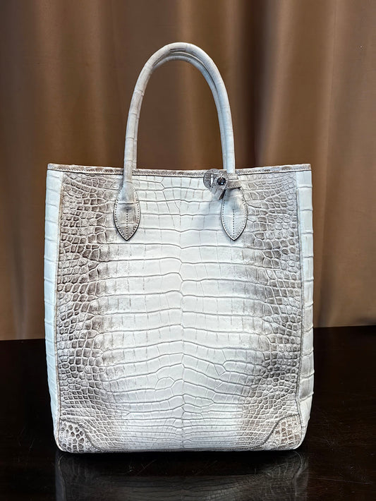 alt
Borsa tote shopper unisex grande in pelle di coccodrillo, valigetta business per laptop, bianco Himalaya