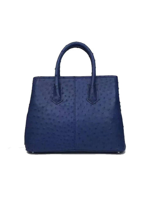 Rossie Viren Womens Ostrich Skin Leather Blue Large Tote Bag 38cm