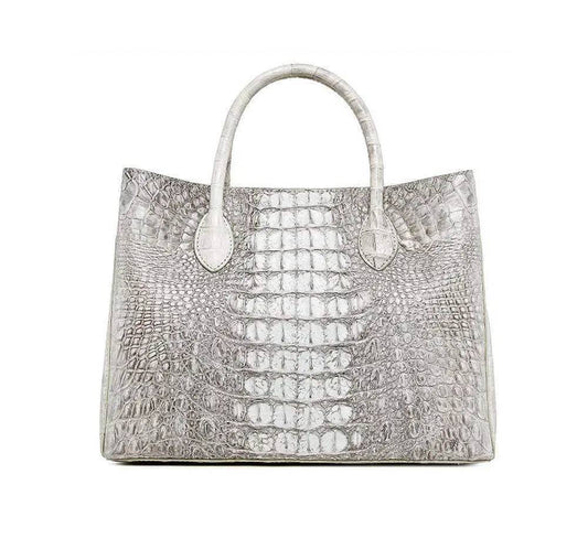 Women's Crocodile Leather Tote bags White 35 cm