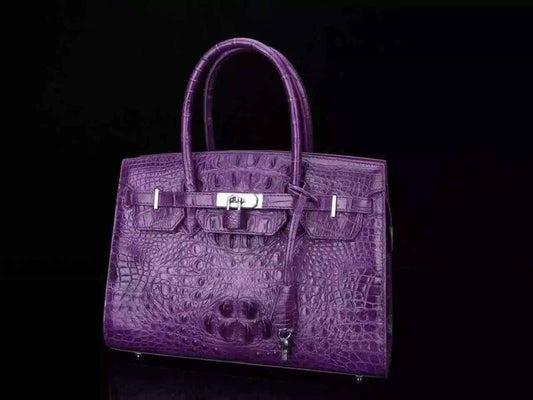 Preorder Womens Genuine Crocodile Leather Padlock Tote Handbags