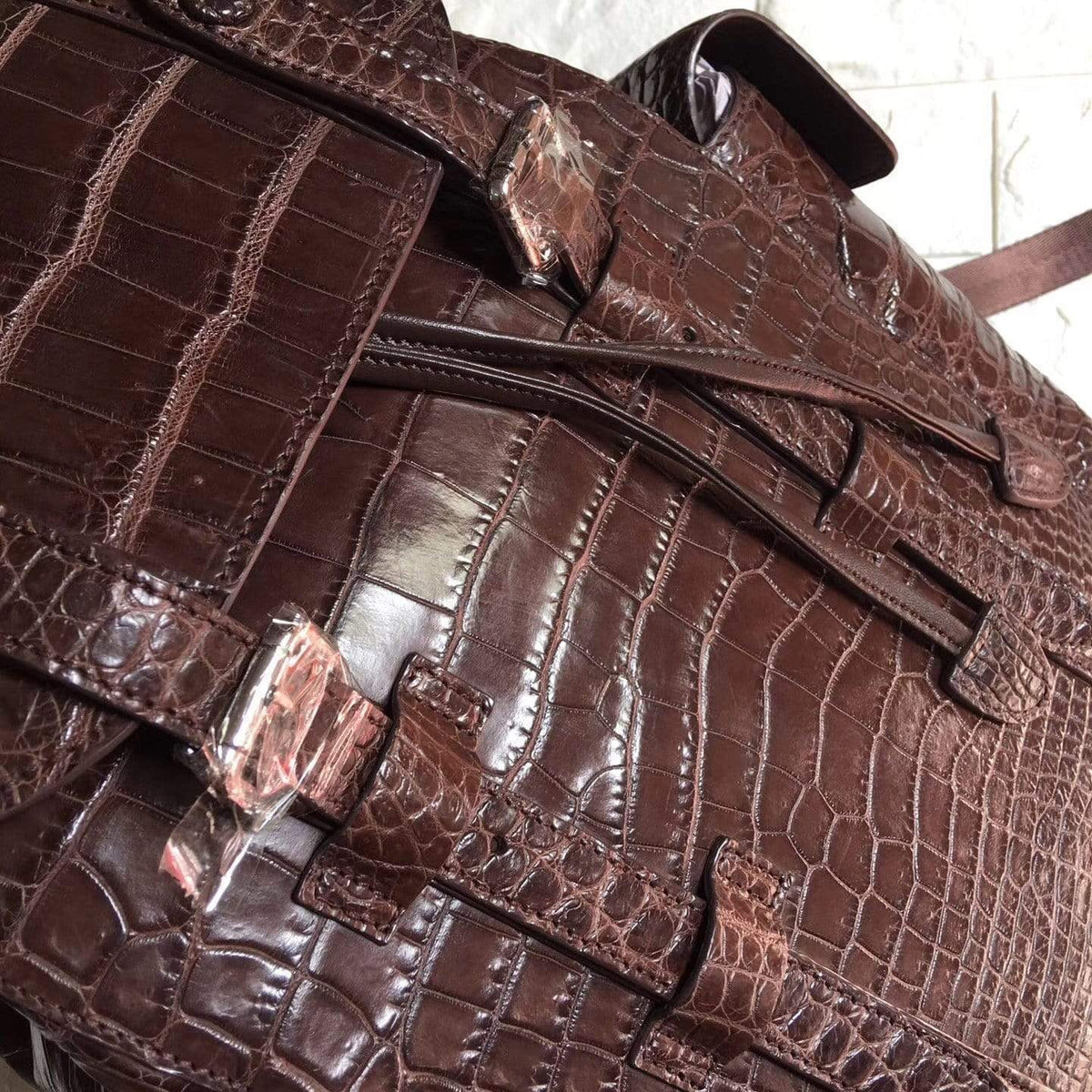 Genuine Crocodile Belly Leather Backpack