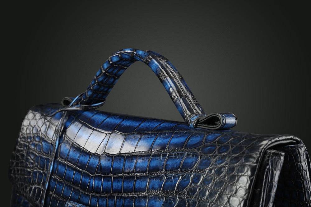 Preorder Genuine Crocodile Leather Briefcase Business Bags-Maiko Grey