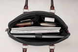 15inch Imported Calfskin Leather Laptop Briefcase Bag Classic Black