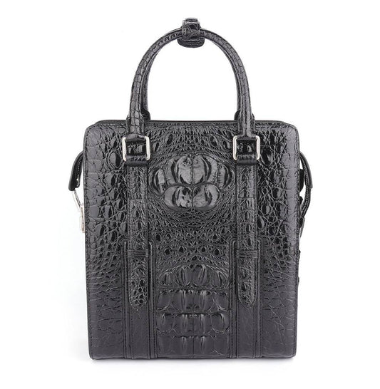 Men's Genuine Crocodile Skin Leather Top Handle Cross Body Password lock Briefcase Bag