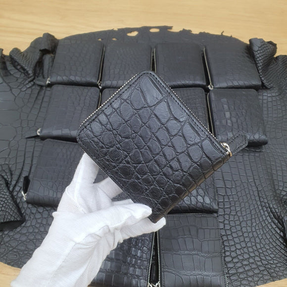 Genuine Crocodile Skin Leather Zip Wallets