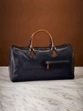 Vintage Smooth Leather Travel Duffel Bag With Zipper