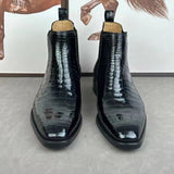 Crocodile Skin Leather Chelsea Boots