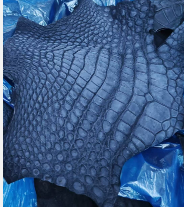 Preorder Nubuck Crocodile Skin Leather Belts Dark Blue