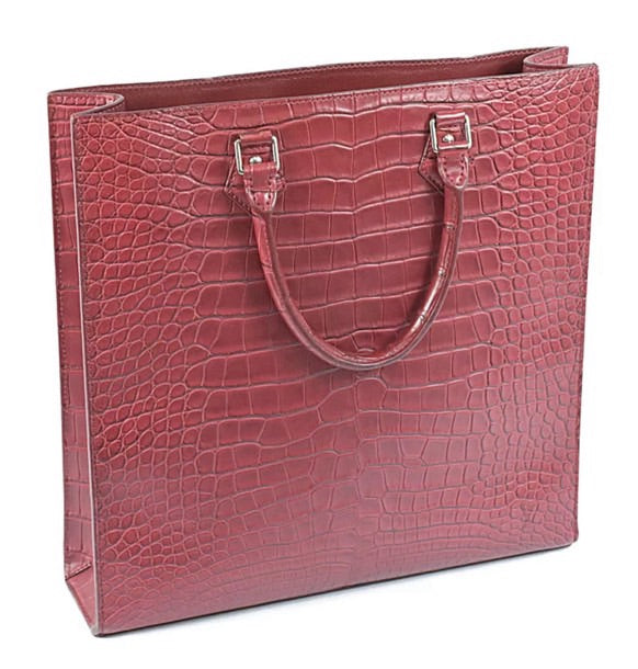 Preorder Womens Vintage Crocodile Leather Tote Bag Vintage Purple