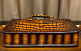 Men's Vintage Crocodile Leather Briefcase With Zip Front