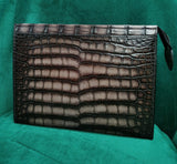 Genuine Vintage Crocodile Skin Leather  Wristlet Wallet Clutch Envelop