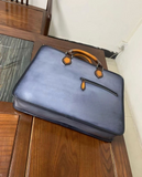 Preorder Men's Leather Briefcase Vintage Red & Vintage Blue