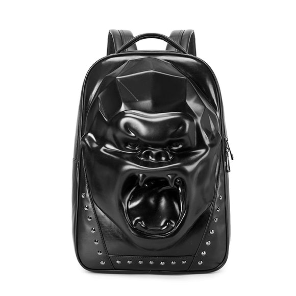 Cool Unisexs 3D Skull Backpack ,Angry King Kong Backpack , Studded Large Volumn Laptop Backpack