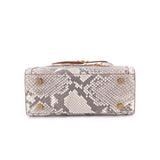 Womens  Python Leather  Bamboo Bag Mini Top Handle Cross Body Handbag