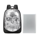 Cool Unisexs 3D Skull Backpack , Smiling Skull Backpack , Studded Large Volumn Laptop Backpack