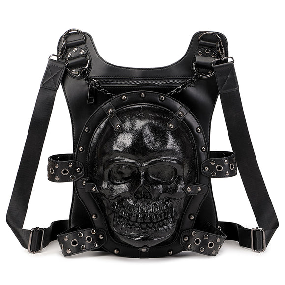Cool Unisexs 3D Skull Backpack ,Leisure Backpack , Chain Handle Bag