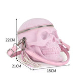 3D Bags Skull Cross Body Shoulder Bag Mini Handle Handbags Pink Suede Rossie Viren