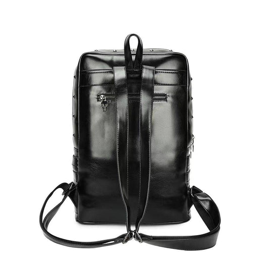 3D Ba lô hình sọ đính đinh tán bằng da PU phong cách punk, dùng du lịch, đựng laptop
