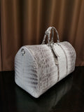 Himalaya White Genuine Crocodile Leather Travel Duffel Bag, Mens Gift Weekend Bag Overnight Sport Gym Bag Extra Large