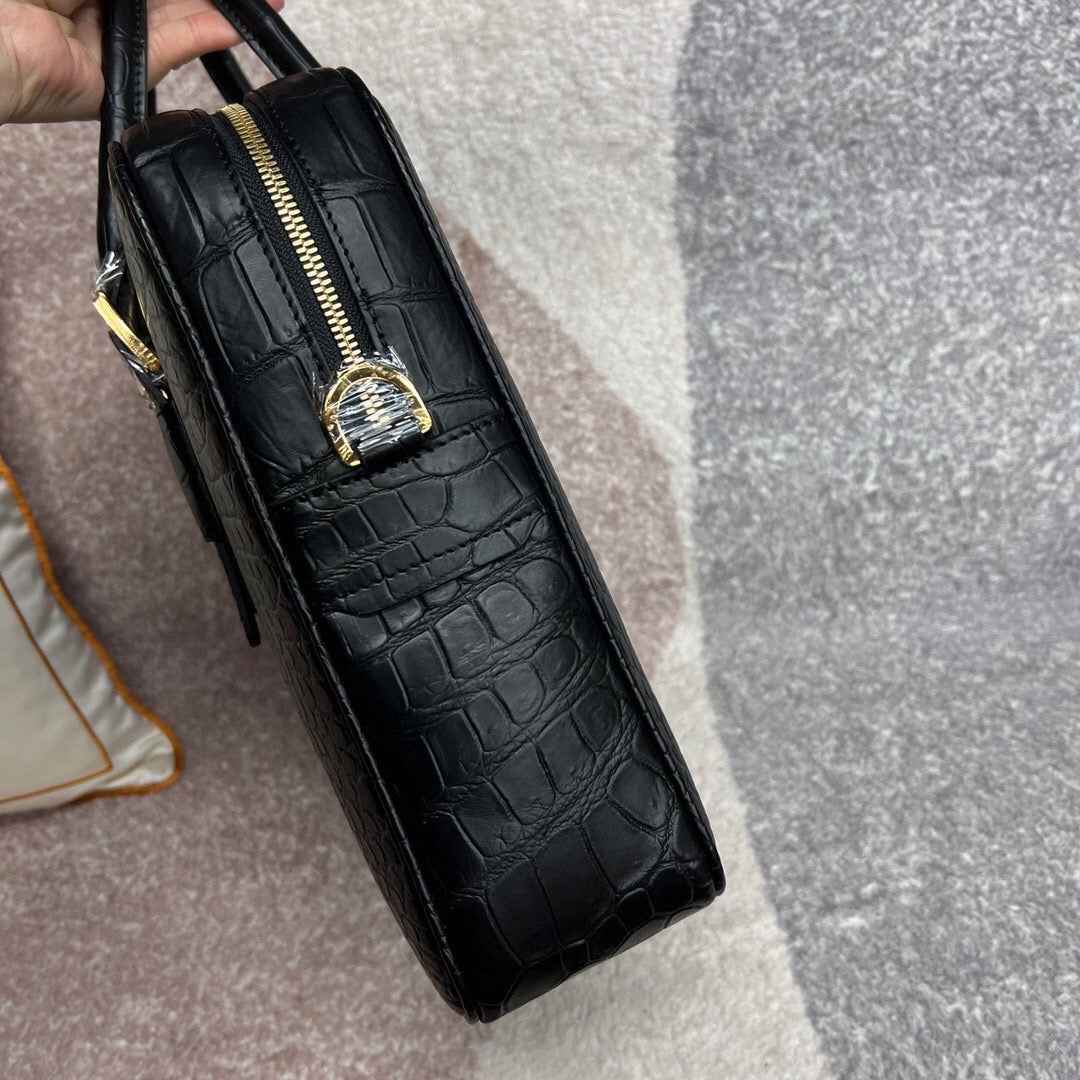 Men's Crocodile Briefcase Business Document Bags Black