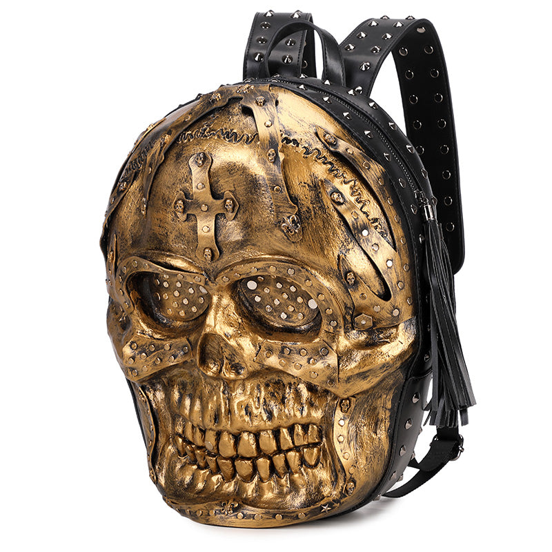 3D Backpack 3D PU Leather Skull Studded Backpack
