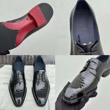 Mens Crocodile Leather Business Lace Up Dress Shoes Black Rossie Viren