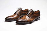 Brown Crocodile Leather Shoes Men Lace Up Business Formal Dress Shoes Luxury