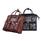 Crocodile Belly Leather  Briefcase Shoulder Cross-body Laptop Business Bag for Men  |  Rossieviren