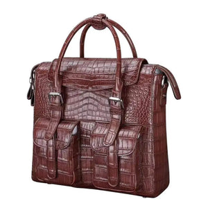 Crocodile Belly Leather  Briefcase Shoulder Cross-body Laptop Business Bag for Men  |  Rossieviren