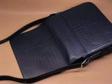 Crocodile Garment Leather Medium Messenger Bag,Very Soft