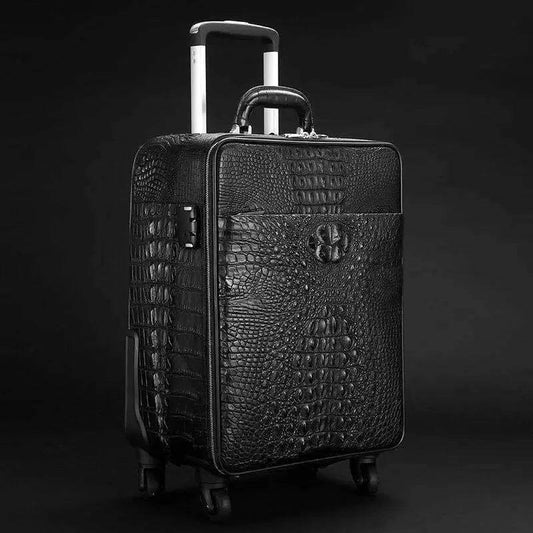 Preorder Crocodile Leather 4-Wheeled Trolley Case Travelling Luggage Bags Green