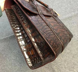 Crocodile Leather Briefcase Vintage Brown