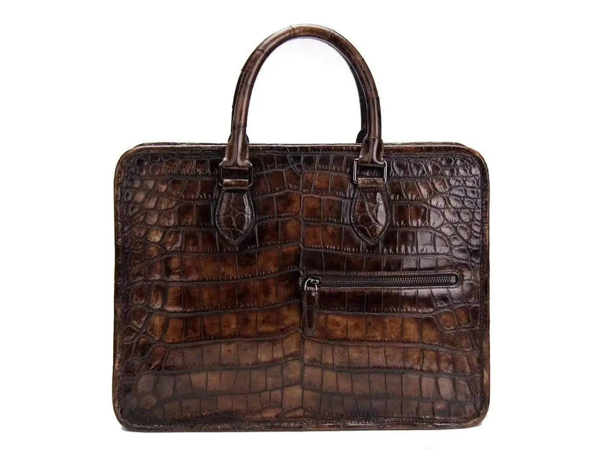 Crocodile Leather Crossbody Laptop Business Bag