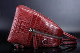 Crocodile Leather Duffel Travel Bag Red