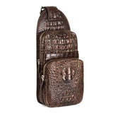 Rossie Viren Crocodile Leather Sling Backpack Day Pack Purse Chest bag Cross body Messenger Bags