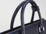 Crocodile Leather Top Handle Briefcases Bags Dark Blue