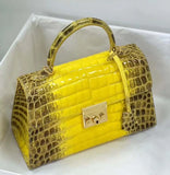 Crocodile Leather Top Handle Cross Body Bag  Himalaya Yellow Rossie Viren