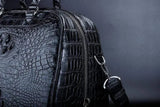 Crocodile Leather Travel Bag Black