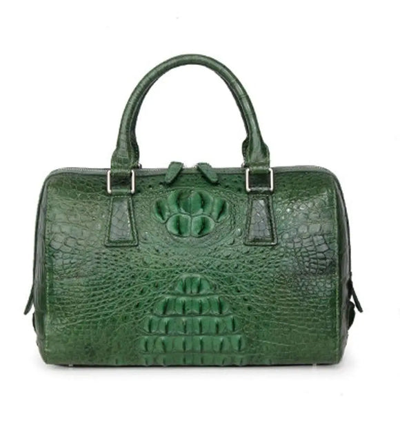 Rossie Viren Crocodile  Crocodile Skin  Leather Boston Satchel Bags