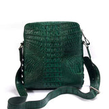Dark Green Messenger Bag Crocodile  Skin  Leather