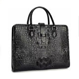 Crocodile Skin Leather Briefcase Black