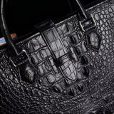 Crocodile Skin Leather Briefcase Black