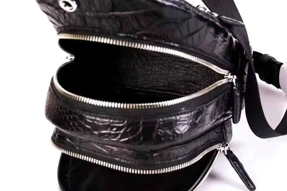 Crocodile Skin Leather Chest Bag Fanny Hip Pack Waist Bag Belt Pouch