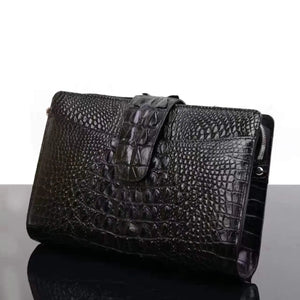 Crocodile Skin Leather Mens Zip Case Clutch Bag