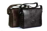 Rossie Viren Men's Crocodile Skin Leather Expandable Messenger Bag,School Bag,Laptop Bags